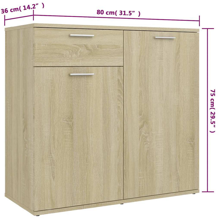 skænk 160x36x75 cm konstrueret træ sonoma-eg