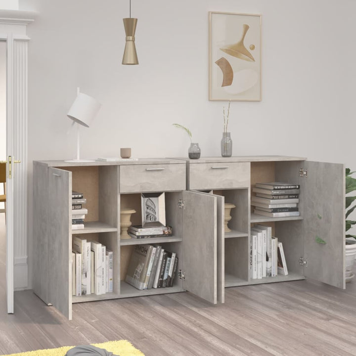 skænk 160x36x75 cm konstrueret træ betongrå
