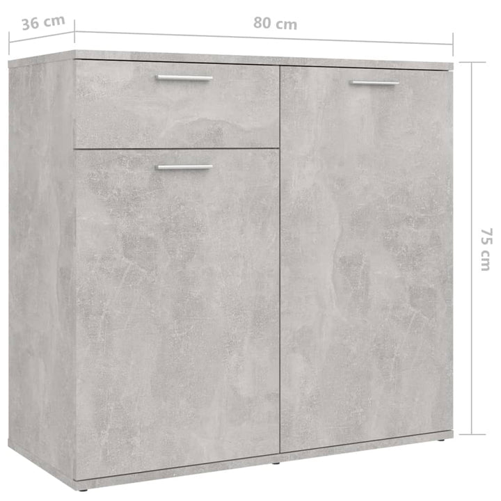 skænk 160x36x75 cm konstrueret træ betongrå