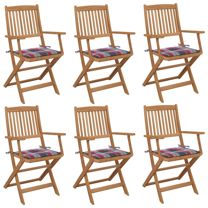foldbare havestole 6 stk. med hynder massivt akacietræ