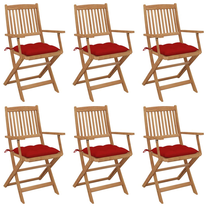 foldbare havestole 6 stk. med hynder massivt akacietræ
