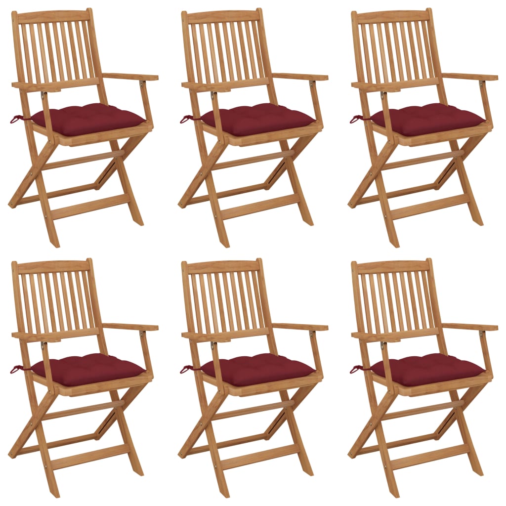 foldbare havestole 6 stk. med hynder massivt akacietræ