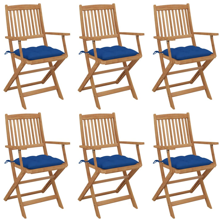 foldbare havestole 6 stk. med hynder massivt akacietræ