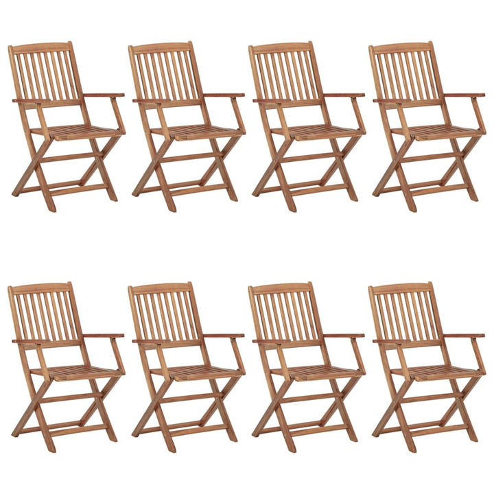 foldbare havestole 8 stk. med hynder massivt akacietræ