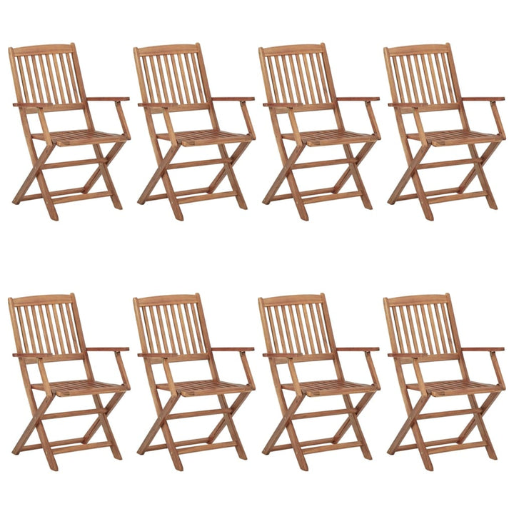 foldbare havestole 8 stk. med hynder massivt akacietræ