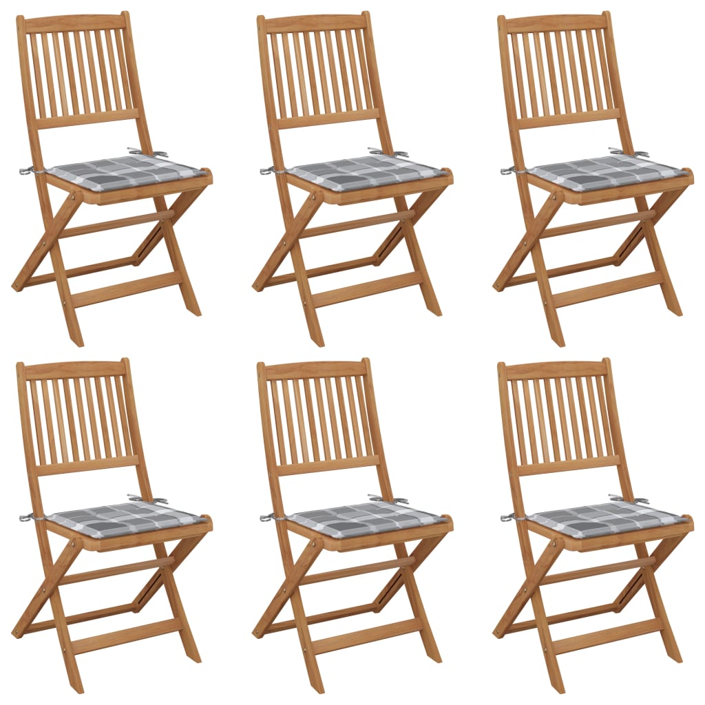 foldbare havestole 6 stk. med hynder massivt akacietræ