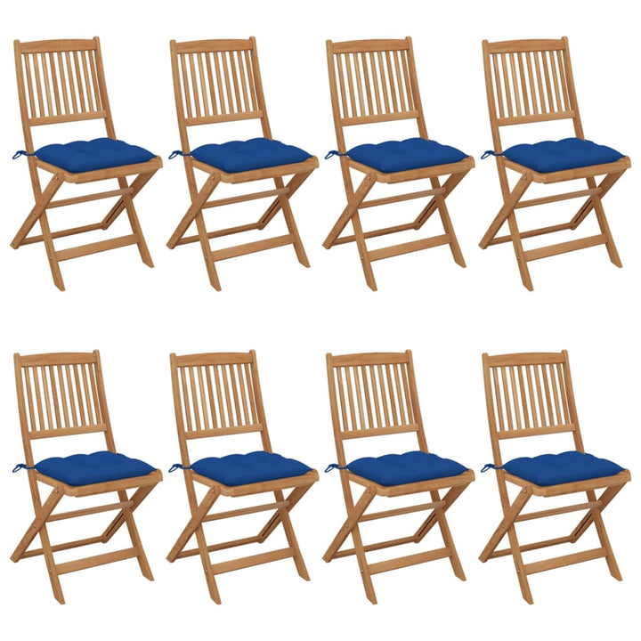 foldbare havestole 8 stk. med hynder massivt akacietræ