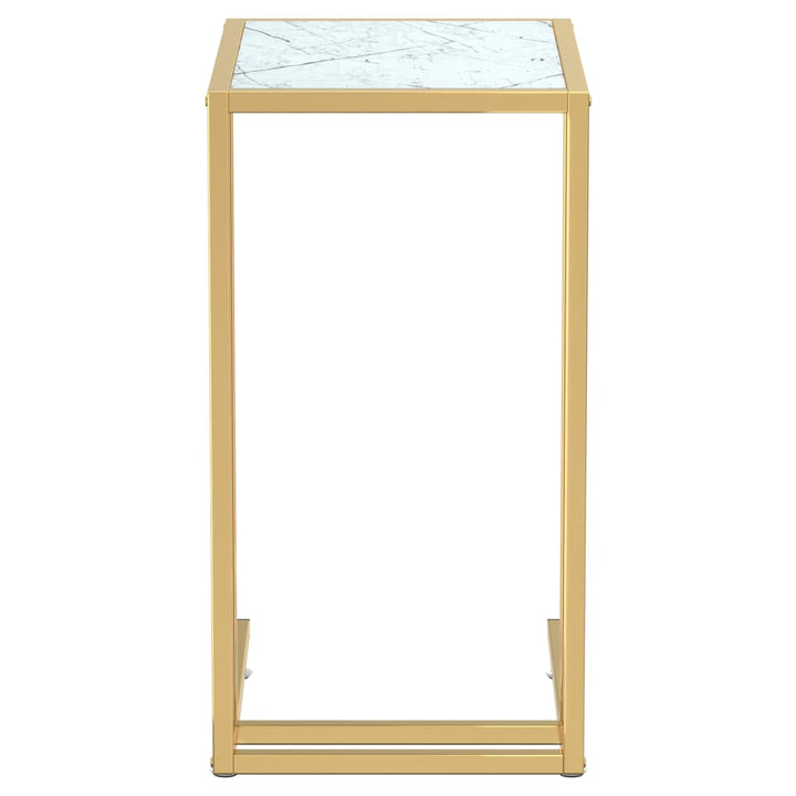sidebord 50x35x65 cm hærdet glas hvid marmor