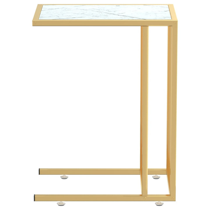 sidebord 50x35x65 cm hærdet glas hvid marmor
