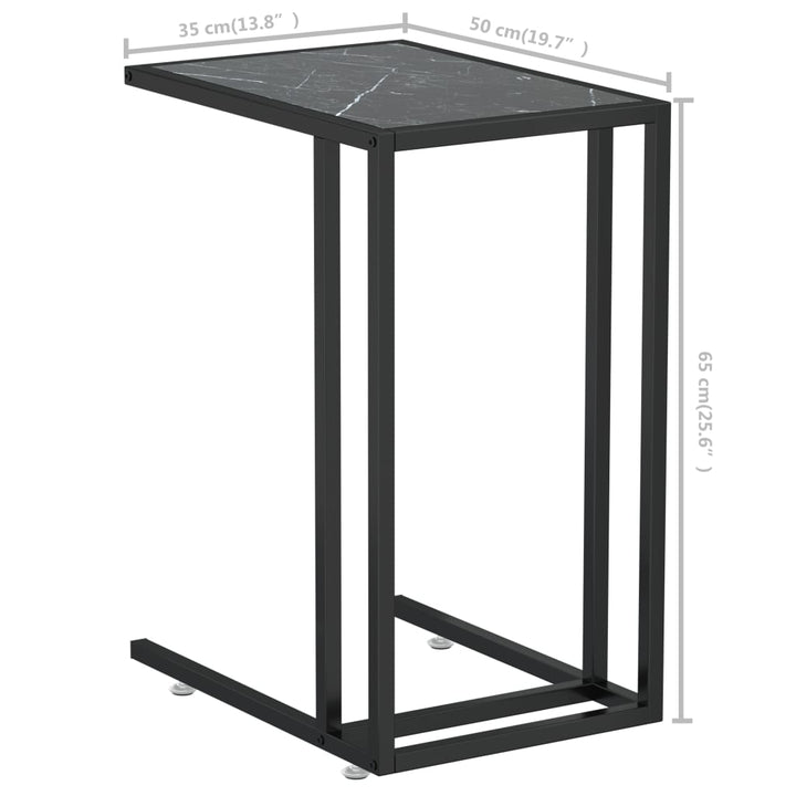 sidebord 50x35x65 cm hærdet glas sort marmor