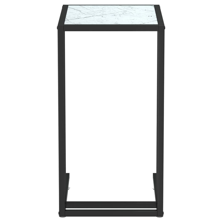 sidebord 50x35x65 cm hærdet glas hvid marmor