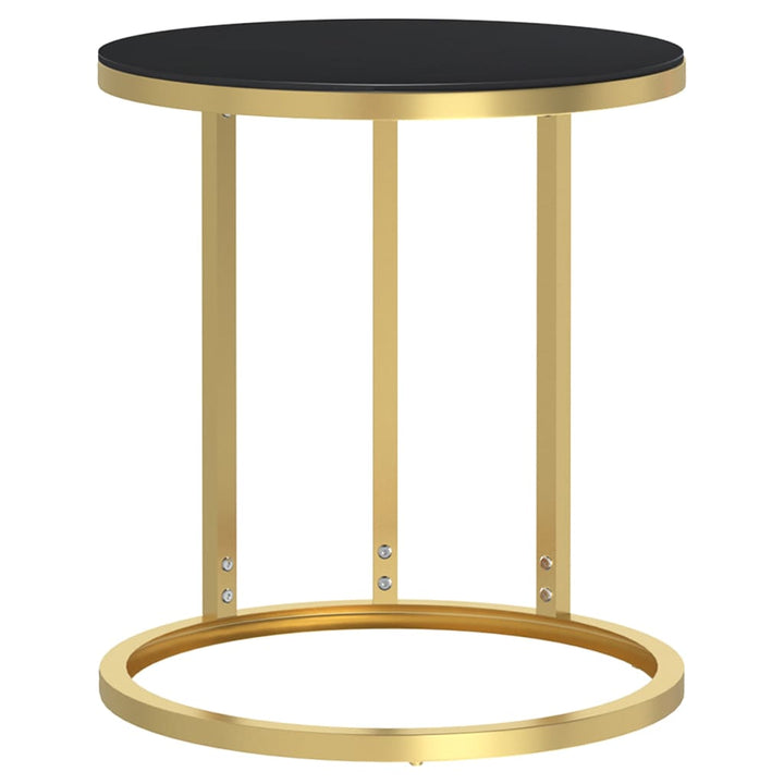 sidebord 45 cm hærdet glas guldfarvet og sort