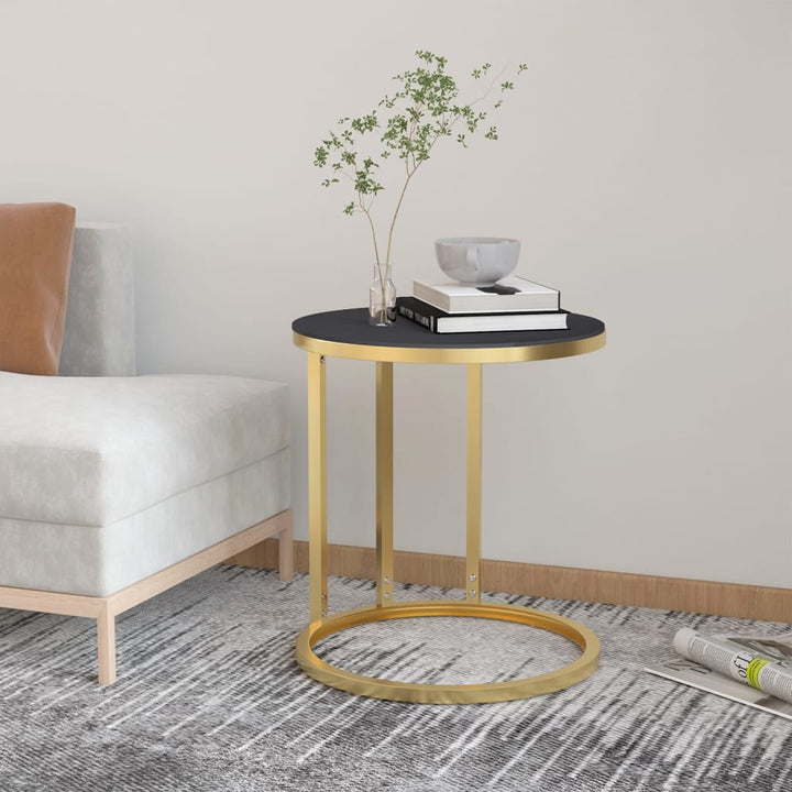 sidebord 45 cm hærdet glas guldfarvet og sort