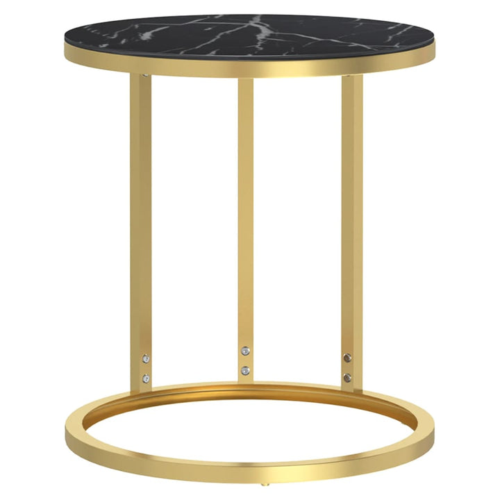 sidebord 45 cm hærdet glas guldfarvet og sort marmor