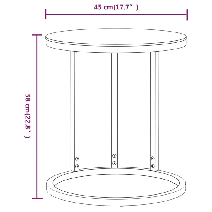 sidebord 45 cm hærdet glas guldfarvet og sort marmor