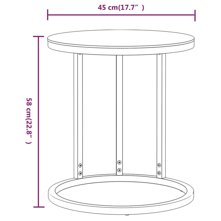 sidebord 45 cm hærdet glas guldfarvet og hvid marmoreffekt