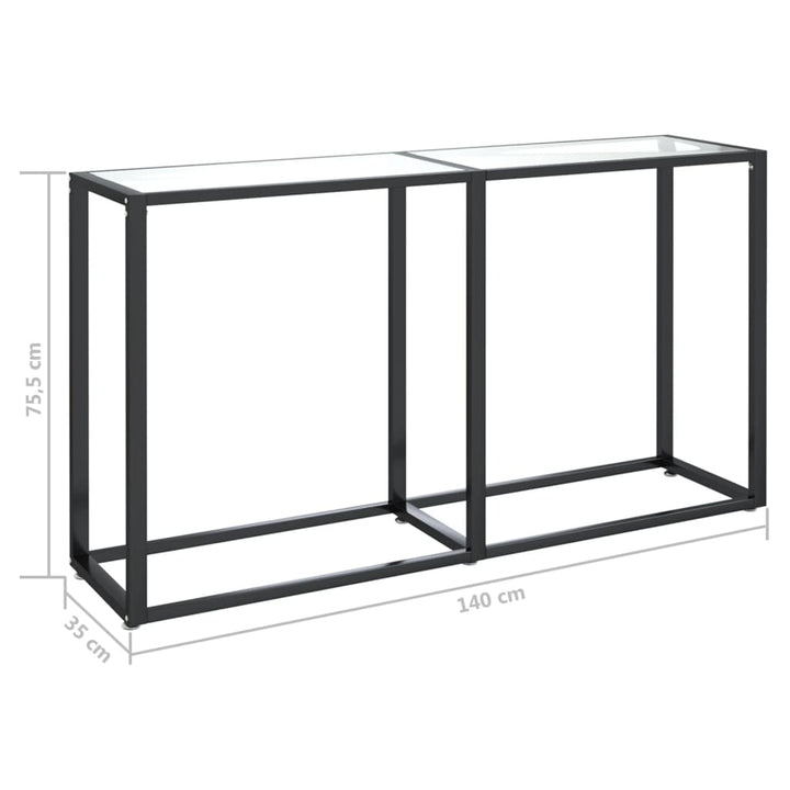 konsolbord 140x35x75,5 cm hærdet glas transparent
