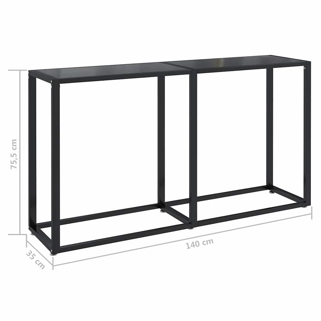 konsolbord 140x35x75,5 cm hærdet glas sort