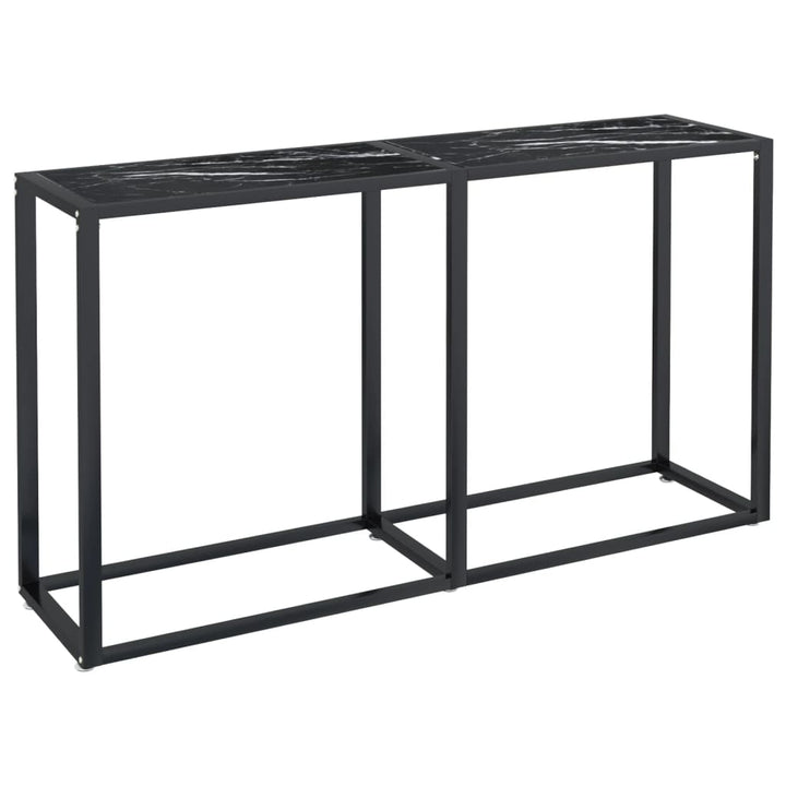 konsolbord 140x35x75,5 cm hærdet glas sort marmor
