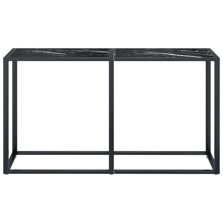 konsolbord 140x35x75,5 cm hærdet glas sort marmor