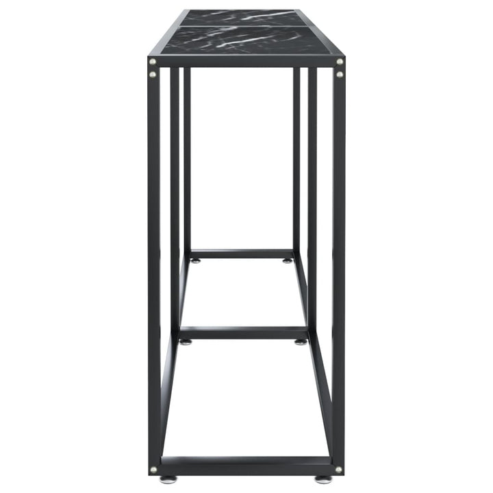 konsolbord 140x35x75,5 cm hærdet glas sort marmor
