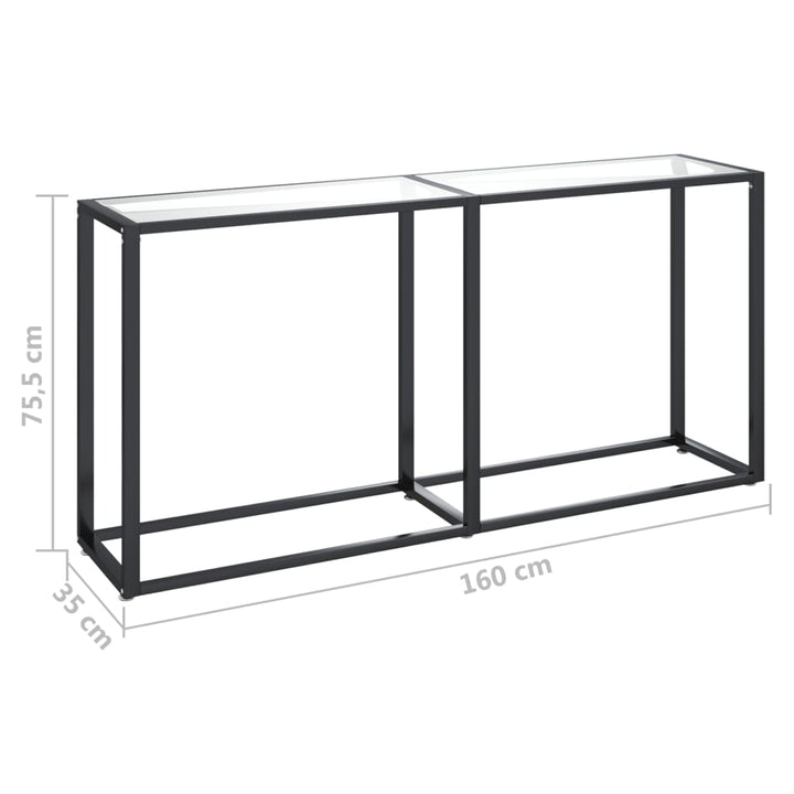 konsolbord 160x35x75,5 cm hærdet glas transparent