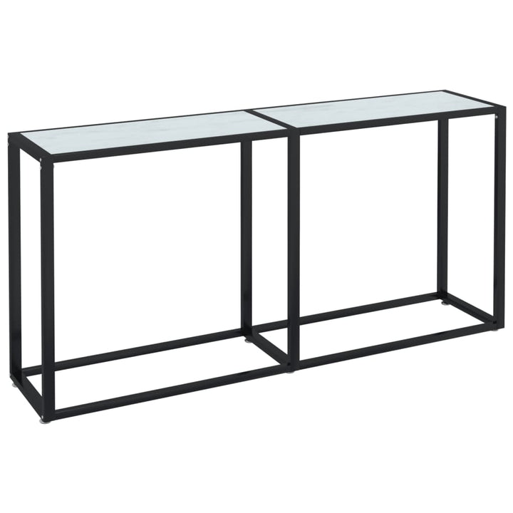 konsolbord 160x35x75,5 cm hærdet glas hvid marmor