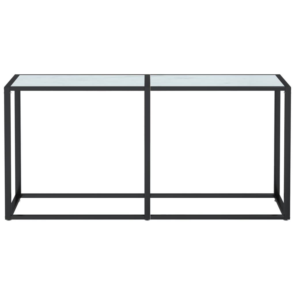 konsolbord 160x35x75,5 cm hærdet glas hvid marmor