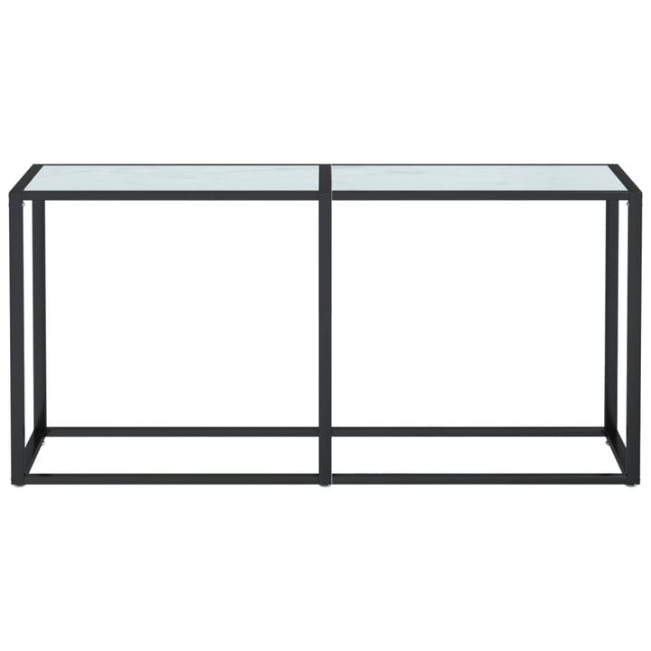 konsolbord 160x35x75,5 cm hærdet glas hvid marmor