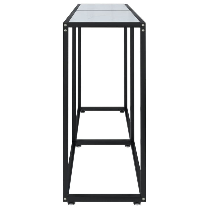 konsolbord 160x35x75,5 cm hærdet glas hvid marmor