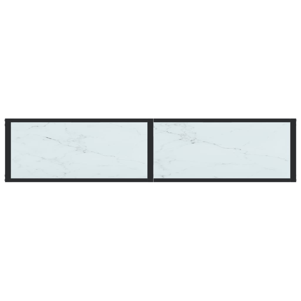 konsolbord 160x35x75,5 cm hærdet glas hvid marmor