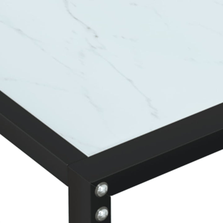 konsolbord 160x35x75,5 cm hærdet glas hvid marmor