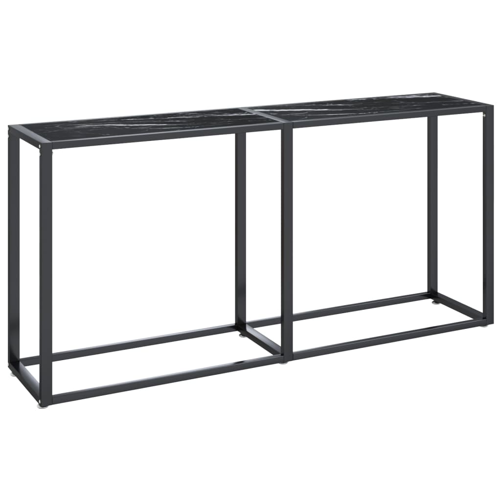 konsolbord 160x35x75,5 cm hærdet glas sort marmor