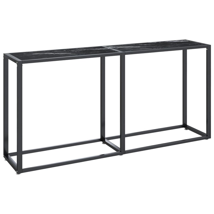 konsolbord 160x35x75,5 cm hærdet glas sort marmor