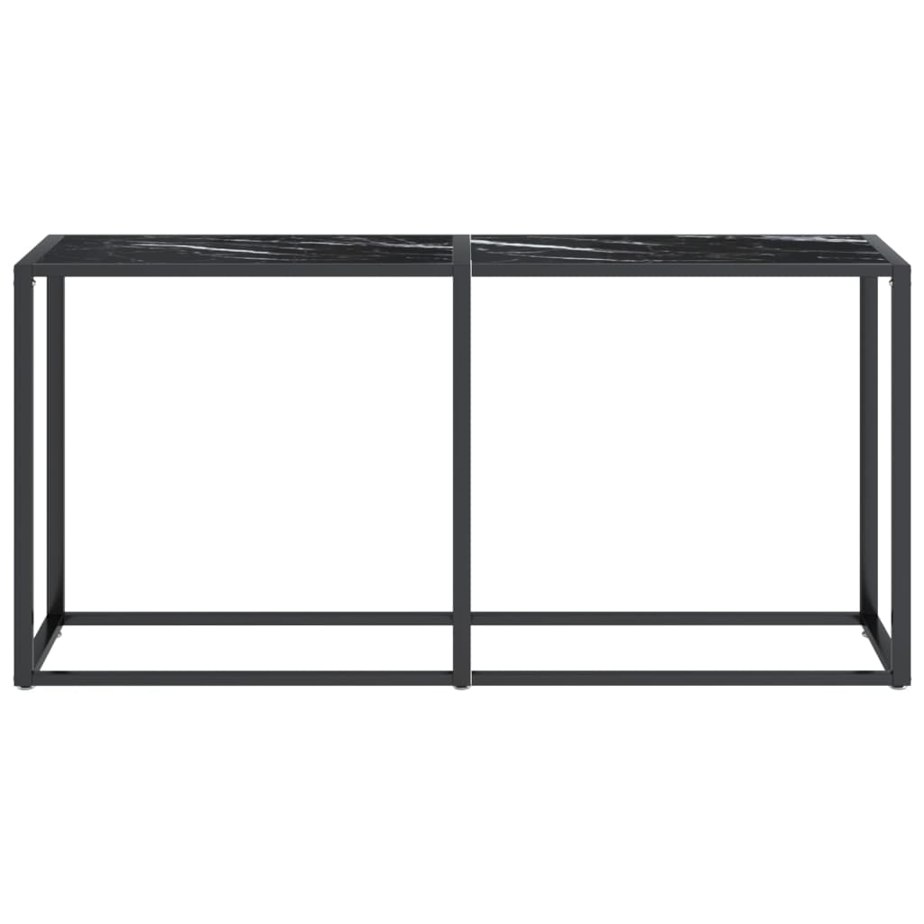 konsolbord 160x35x75,5 cm hærdet glas sort marmor