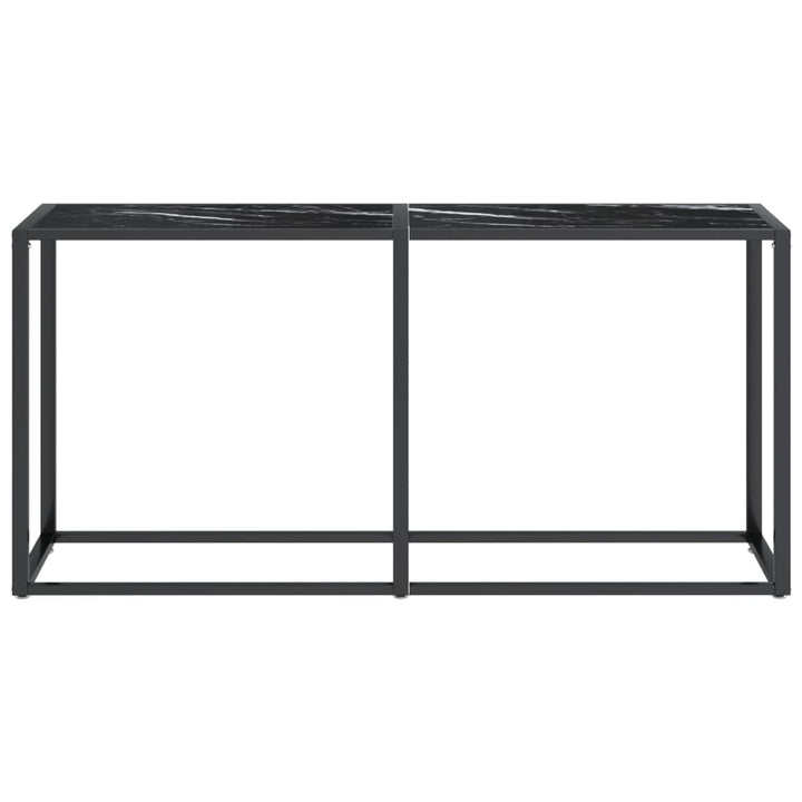 konsolbord 160x35x75,5 cm hærdet glas sort marmor