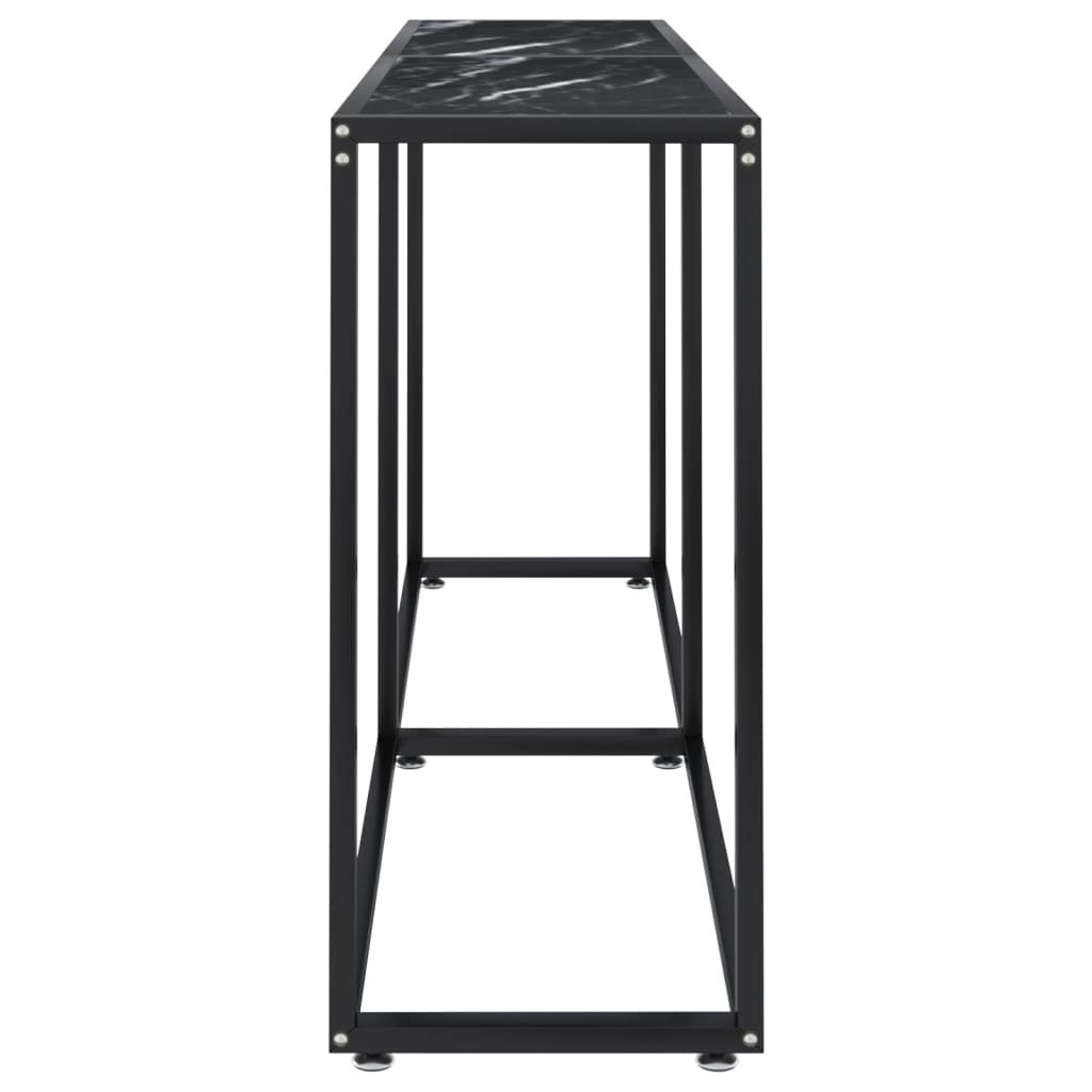 konsolbord 160x35x75,5 cm hærdet glas sort marmor