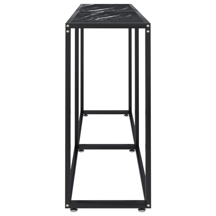 konsolbord 160x35x75,5 cm hærdet glas sort marmor