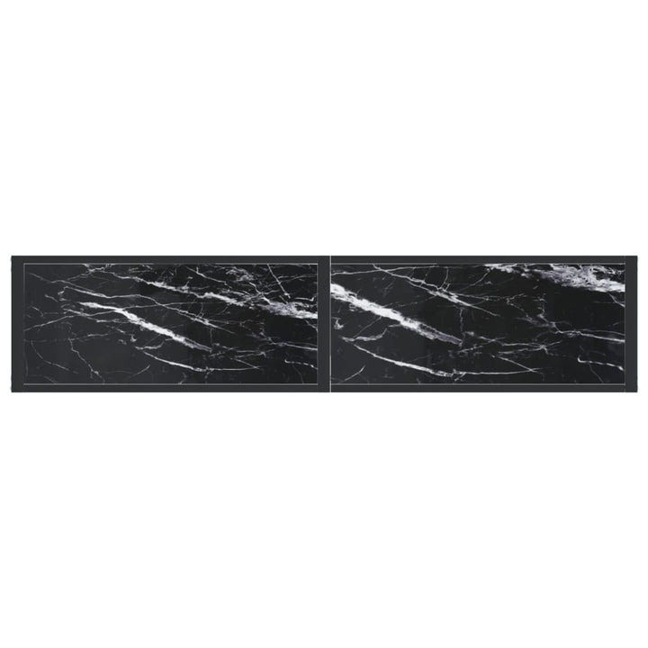 konsolbord 160x35x75,5 cm hærdet glas sort marmor