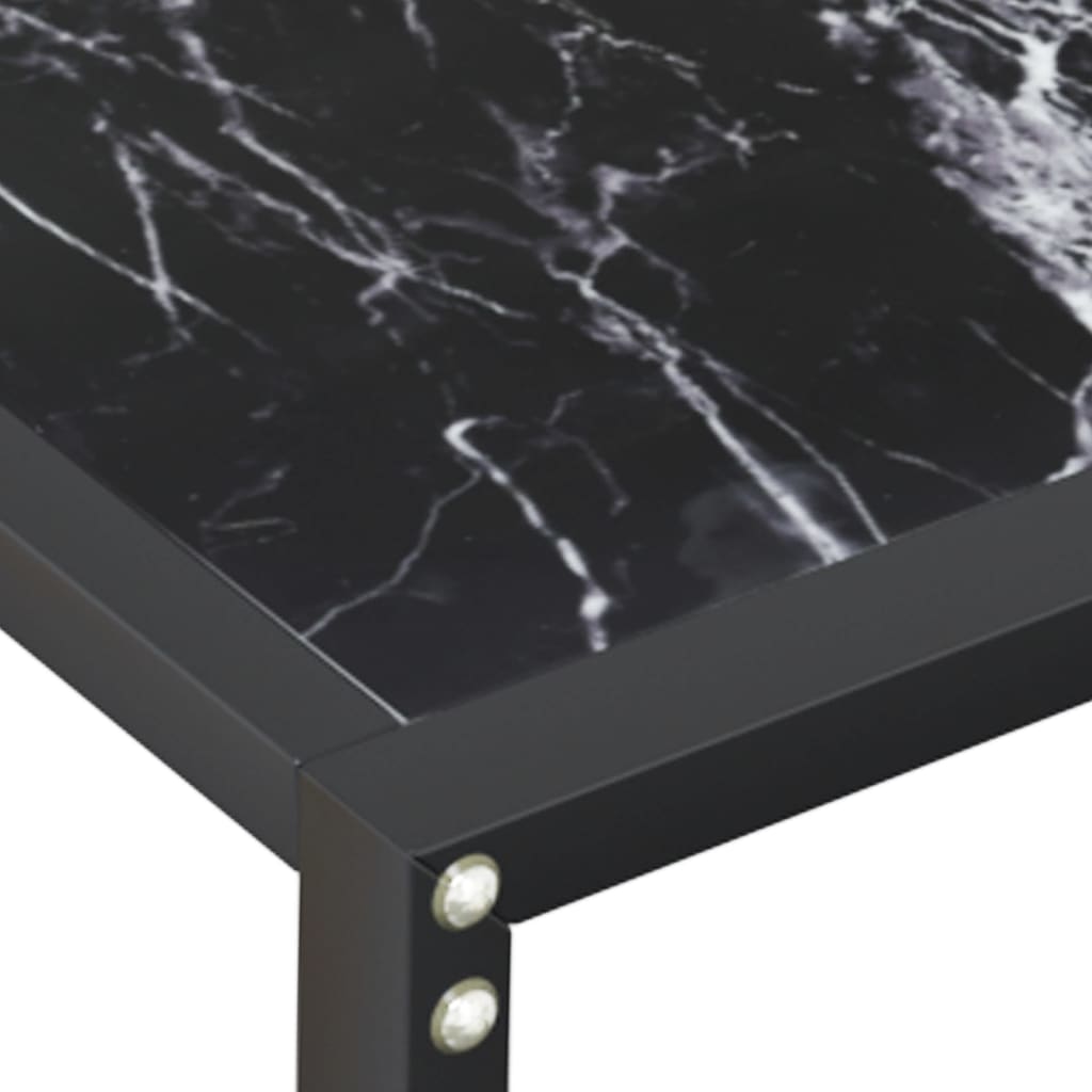 konsolbord 160x35x75,5 cm hærdet glas sort marmor