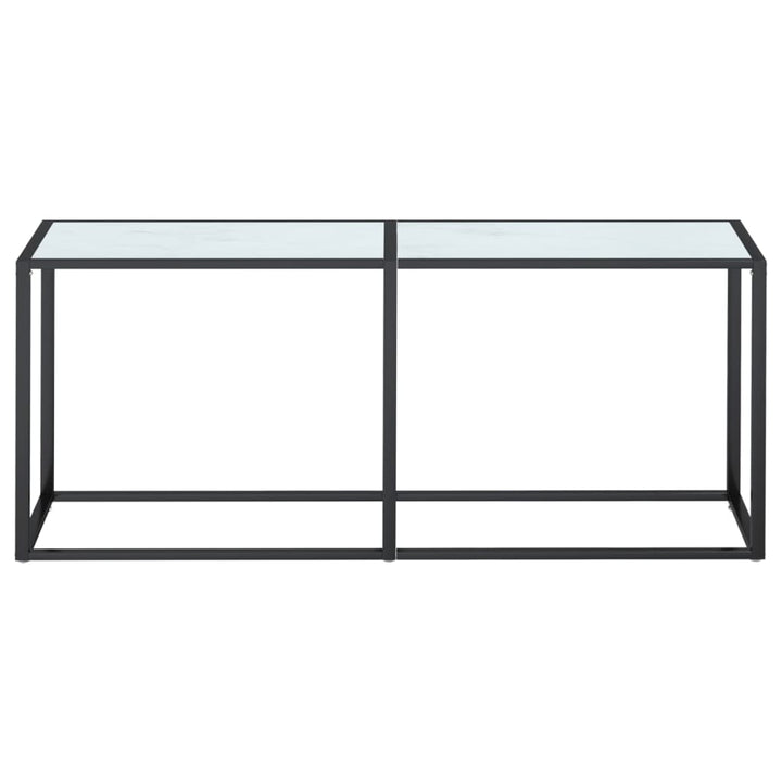 konsolbord 180x35x75,5 cm hærdet glas hvid marmor