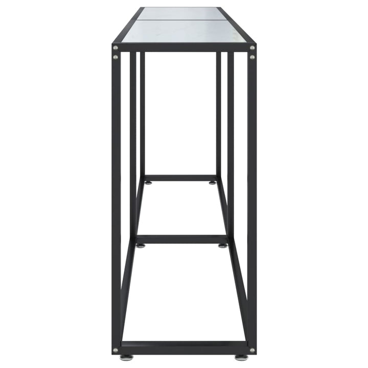 konsolbord 180x35x75,5 cm hærdet glas hvid marmor