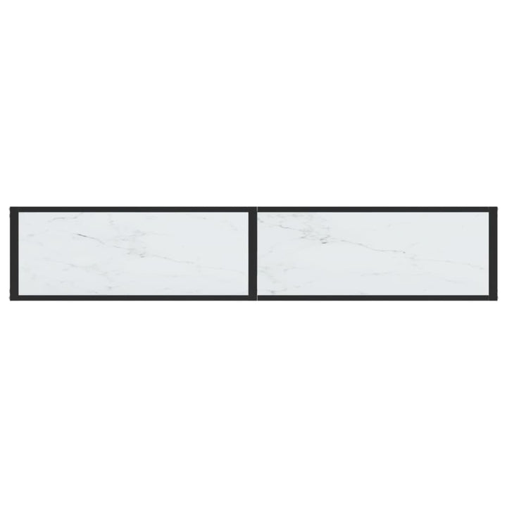konsolbord 180x35x75,5 cm hærdet glas hvid marmor