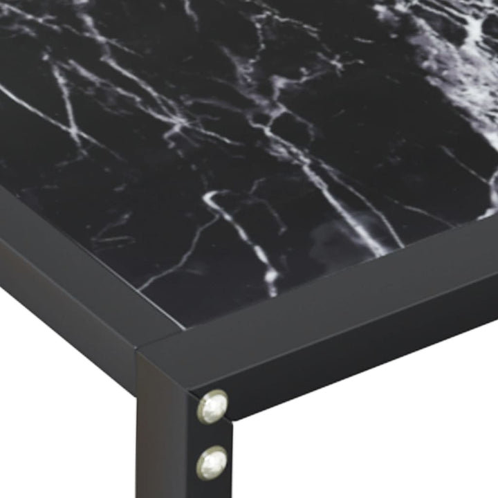 konsolbord 180x35x75,5 cm hærdet glas sort marmor