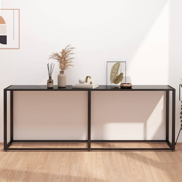 konsolbord 200x35x75,5 cm hærdet glas sort