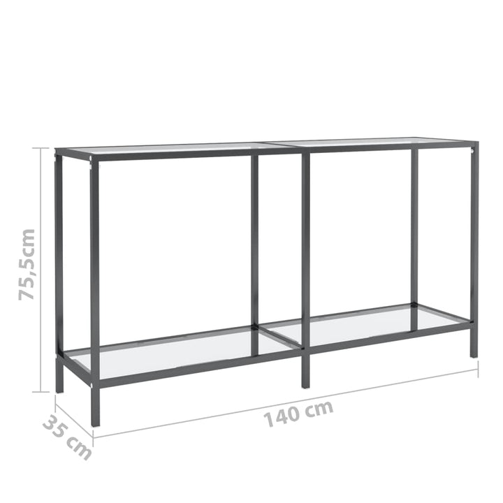 konsolbord 140x35x75,5 cm hærdet glas transparent