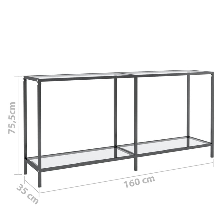 konsolbord 160x35x75,5 cm hærdet glas transparent