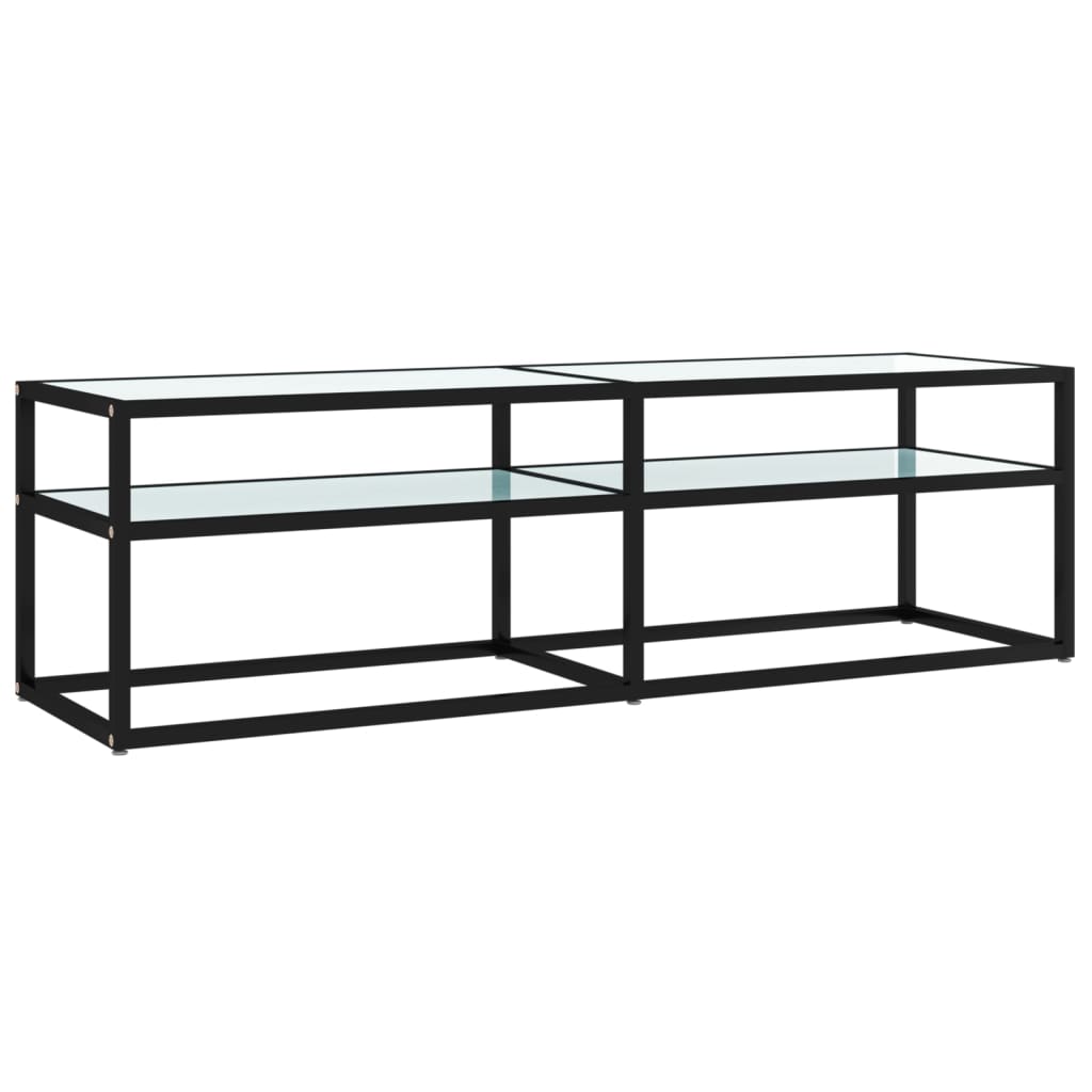 tv-bord 140x40x40,5 cm hærdet glas marmoreffekt hvid
