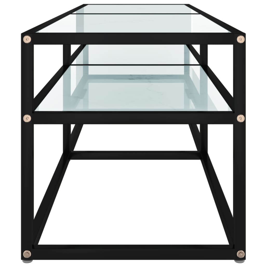 tv-bord 140x40x40,5 cm hærdet glas marmoreffekt hvid