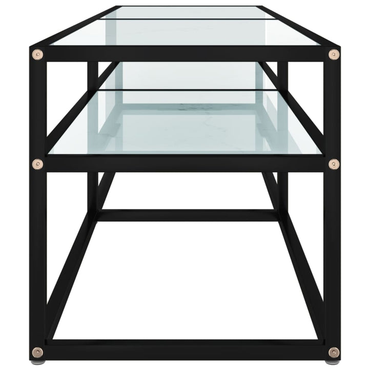 tv-bord 140x40x40,5 cm hærdet glas marmoreffekt hvid